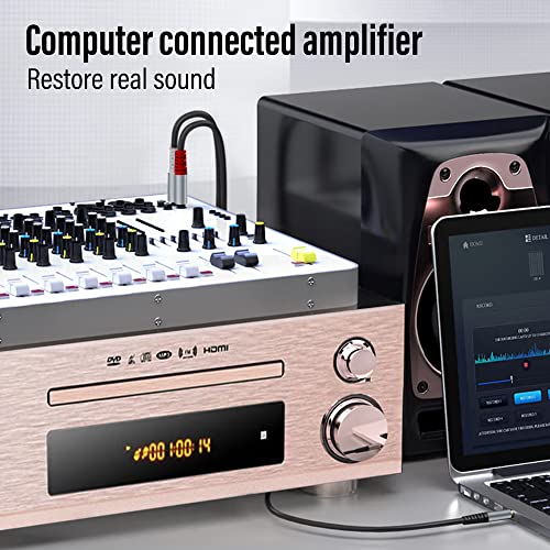 HIEbee RCA to 3.5mm AUX Cable, (1.5M/4.9Feet) 3.5mm 1/8 to RCA 2-Male Headphone Jack Adapter Y Splitter Premium Stereo Audio Cord for Smartphones, Tablets, HDTV,or MP3 Players, Speakers - size: RCA cable--1.5M