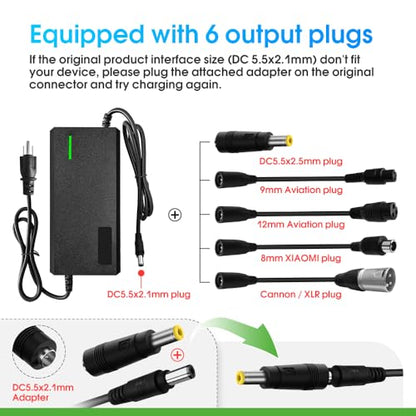 58.8V 3A Charger with 6-in-1 Plug for 52V Lithium Battery Such as Car Truck Lawn Mower Boat Marine Batteries (58.8V3A-(6-in-1 Plug))