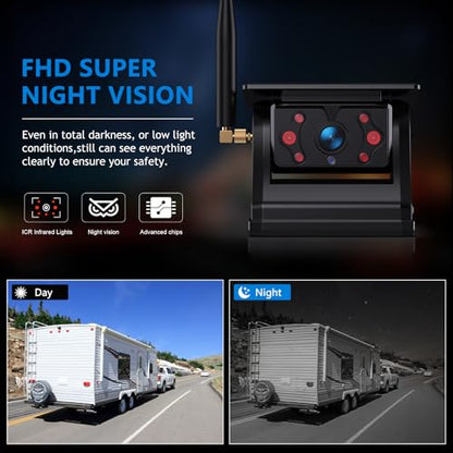 2 Magnetic Solar Wireless Backup Cameras 7" Touchscreen IPS Monitor - size: 7"-2 Cameras