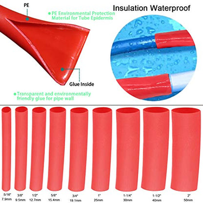Dual Wall Heat Shrink Tubing 3:1 Ratio Heat Activated Adhesive Glue Lined Marine Shrink Tube Wire Sleeving Wrap Protector 4Ft (Dia 40mm(1.6") Red) - color: Dia 40mm(1.6") Red