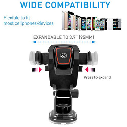 NEM Universal Car Phone Mount Holder – Adjustable Cradle for Windshield & Dashboard, Anti-Slip Base, Compatible with iPhone, Samsung Galaxy, Android Phones & Most Smartphones
