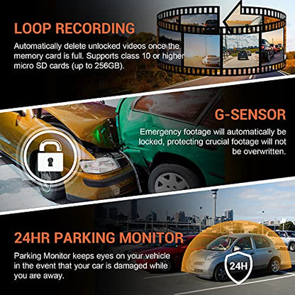 RexingUSA V1P 4K Dual Dash Cam, 4K+1080P Front & Rear, Wi-Fi, 2.4” LCD, 170° Wide Angle, Supercapacitor, G-Sensor, WDR, Loop Recording, App, 32GB Card & Hardwire Kit