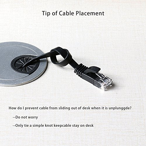 Jadaol Cat6/Cat6A Ethernet Cable 10FT 2Pack Flat 10Gbps Network Cable Black - color: Black, size: 10ft, style: Flat