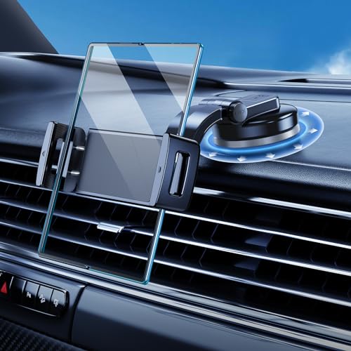Car Phone Mount for Samsung Galaxy Z Fold 8 Ultra 8 7 6 5 4 3 2, Folding Phone/Tablet Suction Cup Holder for Dashboard Fit for iPad mini Pro Air Pixel Fold and More 4-12.9" Device Accessories - style: Dashboard