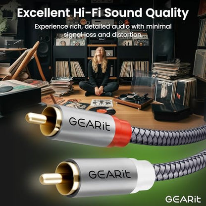 GEARit RCA Cables 3.3ft, RCA Cables Car Audio with Dual Shielding & Gold-Plated Connectors, RCA Cable for Subwoofer Cable, Hi-Fi System, Amplifier, Active Speakers, Gaming Consoles (Pack of 4) - size: 3.3 Feet (Pack of 4)