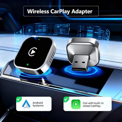 2026 Ultra Mini Wireless Carplay Adapter for iOS & Android Auto, USB for Apple Car Play Dongle Plug & Play for iOS 10+ & Android 10+, Auto-Reconnect, Stable & No Lag (Sliver)