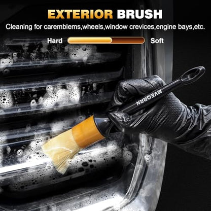 MVEQRRN 7PCS Car Detailing Brush Set,Boars Hair Detail Brush Kit(Gold) - color: 7PCS detailing brush gold