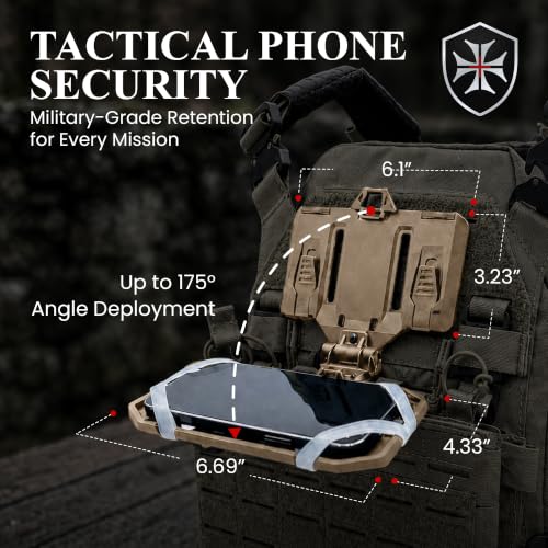 Pathfinder Universal MOLLE Phone, Navigation and GPS Rig – Folding Tactical Phone Holder for Tactical Vests, Chest Rigs, and Backpacks, Fits Devices 3.5" to 6.75" - Coyote Brown - color: Coyote Brown