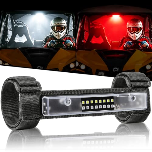 UTV Interior Dome Light Red/White with Switch, Roll Bar Mount LED Light - color: Red