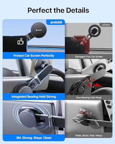 andobil 3rd Gen Tesla Phone Mount 【Upgrade Adhesive & Upgrade Stongest Magnet】 Phone Holder for Tesla New Model Y Juniper Model 3, 360° Adjustable Tesla Phone Holder fits iPhone 17 16 15 14 Pro Max - color: Black