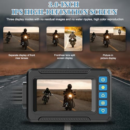OBEST Motorcycle Camera Dash Cam MT83A 1080P+1080P Dual AHD Front Rear,Bike Dashcam with 3'' IPS Screen,GC2083 Sensor Parking Mode Waterproof Loop Recording Bike Cycle Driving Recorder