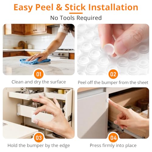 CHUNZEXI 128 PCS Clear Cabinet Door Bumpers, 1/2 Inch Round Rubber Pads - size: 128 PCS ½"（12.7mmx3.5mm）