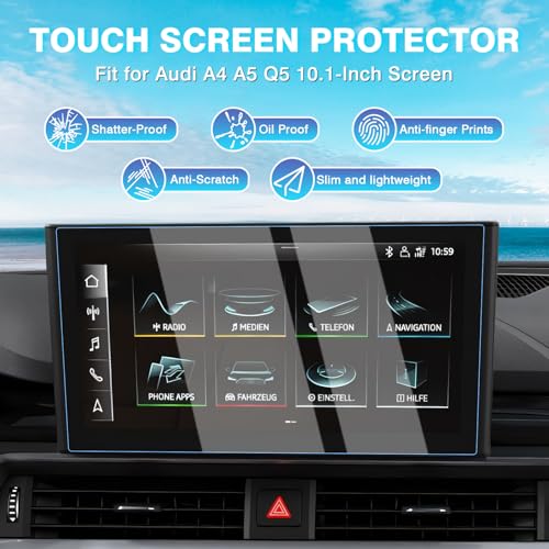 Karltys [Upgrade 2 Pack 2020-2025 Audi A4 A5/2021-2025 Audi Q5 Screen Protector 10.1-Inch [No Glare & Fingerprint] for Touchscreen, HD Clear Tempered Glass Protector Audi Accessories - size: 2020-2025 Audi A4 A5/2021-2025 Q5 10.1-Inch