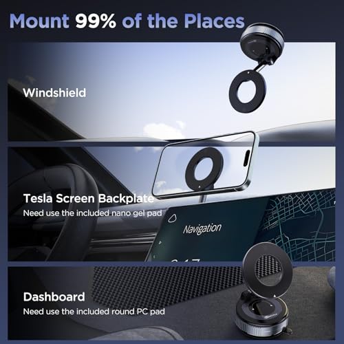 MSXTTLY Vacuum Magnetic Phone Holder, Suction Cup Phone Mount for Your Car - color: Black