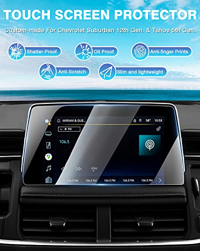 Karltys 2PCS Screen Protector for Chevy Suburban/Tahoe/GMC Yukon 2021-2024 10.2-Inch Touch Screen Tempered Glass Navigation Screen Cover Anti Fingerprint (NOT for Denali) - size: 10.2"Chevy Tahoe 2021-2025 2026