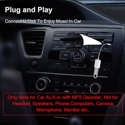 Oxsubor AUX to USB Adapter, 3.5mm Male Audio Jack to USB 2.0 Female Converter Cable, Only Work for Car AUX-in with MP3 Decoder, Not for Headset, Speakers, Phone,Computers, Camera,Microphone, Monitor