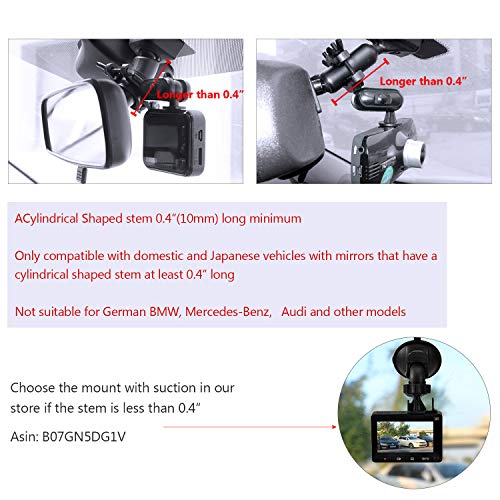 Dash Cam Mirror Mount , with 16 Different Joints, Compatible with APEMAN, UGSHDI, Old Shark, Vantrue, Rexing V1P, YI 2.7", Z-Edge, Peztio, Falcon F170, Roav, KDLINKS X1, Crosstour and 99% Dash Cam