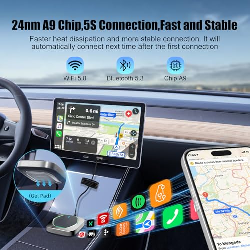 Wireless CarPlay Adapter for iPhone,Convert Wired to Apple CarPlay Wireless Adapter, Plug and Play, with 60CM Extension Cable USB & Type-C, Connection Stable No Delay - style: Metal Panel