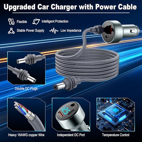 LivTee Car Adapter for Starlink Mini, 3-in-1 Car Charger and DC Power Cable with Cigarette Lighter Adapter, 12V-24V Digital Display, QC 3.0 30W and PD 45W Ports, 16AWG Cable for Car Accessories(10FT) - size: Starlink Adapter