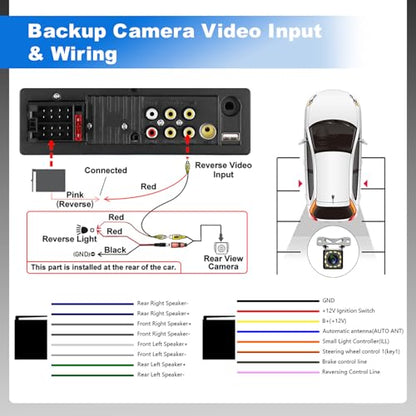 Double Din Car Stereo with Apple CarPlay and Android Auto, 7 Inch HD Touchscreen Car Radio, Bluetooth Car Audio Receivers, Backup Camera, Mirror Link, USB/AUX/TF/FM