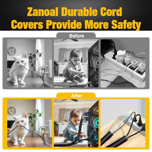 118 Inch Braided Wire Loom Cable Management, Self-Wrap Cord Protectors from Pets No Chew,Black Cord Cover Hide Computer Cords On Desk, (1"-10ft) - size: 1"-10ft