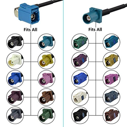 Superbat Fakra to RCA Cable, RCA Male to Blue Fakra Z Male Coax Pigtail 6" for Aftermarket Radio Head Unit Rear View Camera etc. - color: Fakra Z male to RCA male