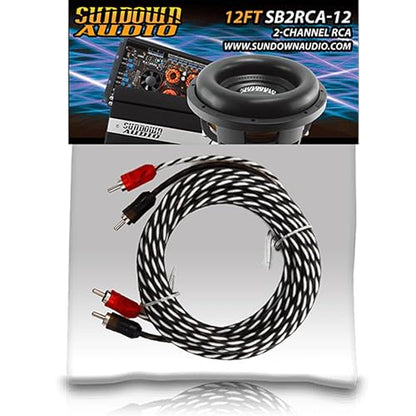 Sundown Audio SB2-12 RCA Cable - 2 Channel 12FT Stereo Audio Interconnect, Twisted Pair, Solid Conductor, High-Fidelity Sound, Rugged PVC Jacket for Car & Home Theater - size: 12 Feet