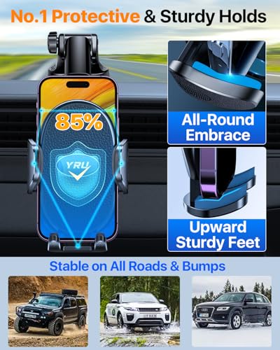 YRU Upgraded Universal Car Phone Holder Mount【360°Rotatable & Strong Suction】 Cell Phone Car Dashboard Windshield Phone Holder Dash Vent Stand for iPhone 17 16 Pro Max Samsung Truck, Star Blue - color: Star Blue