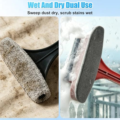 Window Screen Cleaning Brush,2-in-1 Multi-Purpose Cleaning Brush Efficient Cleaning,Window Screen Cleaner Tool with Squeegee,Mesh Cleaner Brush for Patio,Door,Porch Screens (Blue) - color: Blue