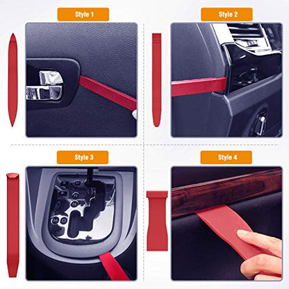 GOOACC 8PCS Auto Trim Scratch Removal Tool Car Audio Dash Panel Window Molding Fastener Remover Tool Kit-Red - color: Red, size: 8PCS Trim Removal