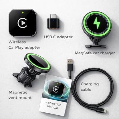 Wireless CarPlay Adapter for iPhone, Converts Wired to Wireless CarPlay, Plug & Play USB Dongle, Fast Auto Connect, Low Latency, Compatible with iOS & Factory CarPlay Cars