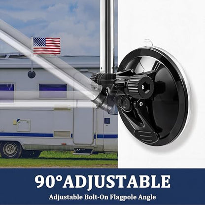 2 Pack Suction Cup Car Flag Pole Kit with Double Sided USA Flag, Adjustable 180° 1.5-5.25 ft Stainless Steel Telescopic Flagpole Holders, Strong Vehicle Mount for Trucks, Cars, Rvs, Boat - style: USA Flag