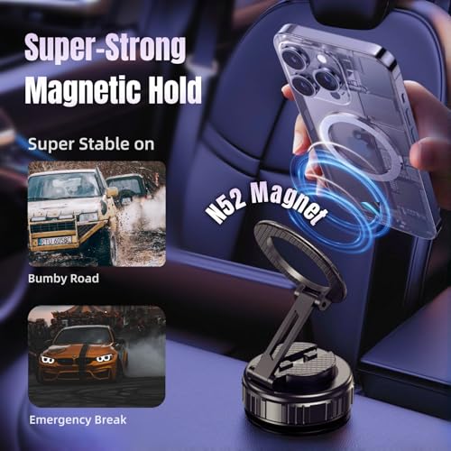 Magnetic Vacuum Car Phone Holder 360° Adjustable Foldable - color: Grey, size: GY-15B