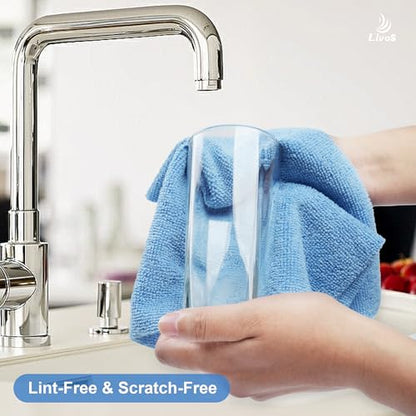 LIVOS Microfiber Cleaning Cloth Roll - 80 Pack, Reusable Paper Towels Blue Tear Away, Microfiber Towels for Cars, Super Absorbent Lint Free Cleaning Rags for House, Kitchen, Window-11.5"x11.5" - color: Blue
