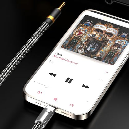 Lighting to 3.5mm Audio Cord 1.6FT, Audiophile Lighting to 1/8 Inch Aux Audio Cable Headphone Jack Adapter Male Aux Stereo Audio Cable Compatible for iPhone 14/13/12/11/XR/X/8/7 - size: 1.6ft, style: Lightning to 3.5mm