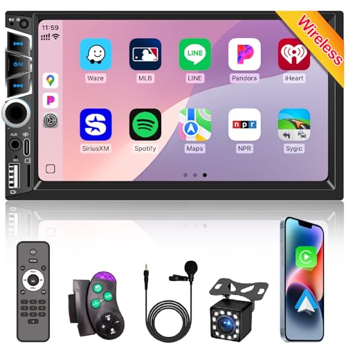 Wireless Apple Carplay 7 inch Double Din Car Stereo,Car Audio Receivers