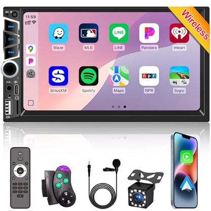 Wireless Apple Carplay 7 inch Double Din Car Stereo,Car Audio Receivers