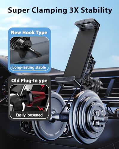 Long Arm Car Phone Mount for Samsung Galaxy Z Fold 8 Ultra 8 7 6 5 4 3 Accessories - Tablet Holder for Car Air Vent, 360° Rotatable Fit for iPad mini Pro Air Pixel Fold and More 4-12.9" Device - style: Air Vent-Long Arm