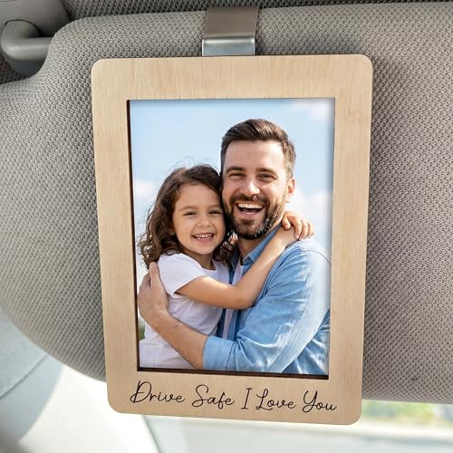 Drive Safe I Love You Visor Clip Photo Frame - Drive Safe Car Visor Photo Clip For Dad, Mom, Husband - Car Accessories For Men, Women - Cars Picture Frame With Metal Clips - Best Dad Ever Gifts 2026 - color: Drive Safe I Love You Visor