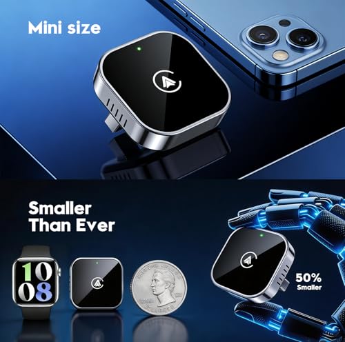 2 in 1 Wireless CarPlay and Android Auto Adapter,Convert Wired to Wireless Apple CarPlay Adapter,Easy Setup Plug and Play,Fast, Reliable & Super Easy to Use,Compact＆Sleek Design Supports 1000+ Car