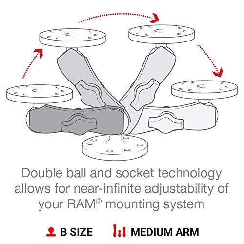 RAM MOUNTS Medium Double Socket Arm for B Size 1" Balls - size: 3.7 in.