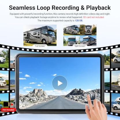 360° Adjustable Magnetic Solar Wireless Backup Camera System – 7" 1080P Touchscreen, DVR Recording, IP69K Waterproof, Auto-Sleep & Night Vision for RV, Truck, Trailer, SUV & Camper, AR4 - size: 7" 4-CAM