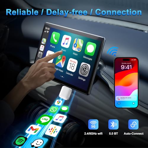 Apple Wireless CarPlay Adapter, MFi Certified CarPlay Dongle with USB/USB-C Port, Compact Design for Cars with Built-in Wired CarPlay, Wired CarPlay to Wireless for iPhone, Plug and Play