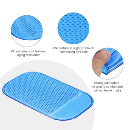HARFINGTON 7pcs Car Dashboard Anti-Slip Mat 5.5" x 3" Universal Sticky Dash Pad Washable Reusable Car Non-Slip Mats for Phone Keys Sunglasses Electronic Devices, Blue - color: Blue