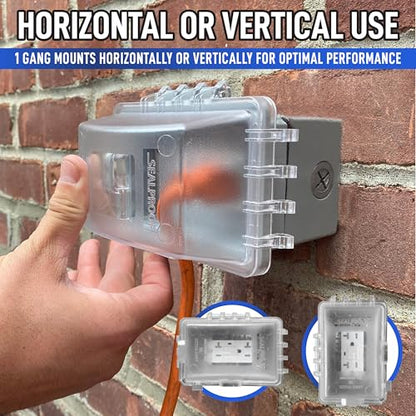 Sealproof 1-Gang Weatherproof In Use Outlet Cover | Horizontal/Vertical Outdoor Plug and Receptacle Protector, Lockable Bubble Cover, UL Extra Duty Compliant, 18 Configurations - color: Clear Frost