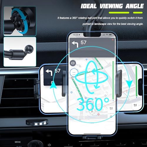 Zpana Car Phone Holder, Long Arm 360° Rotation Vehicle Cell Phone Mount with Suction Cup, Anti-Shake Automotive Dashboard Windshield Smartphone Holder, Universal for SUV RV Truck (Black) - color: Black