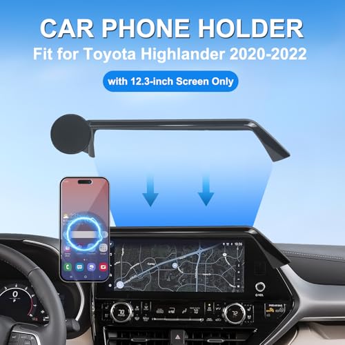 Magnet Phone Holder Compatible with Toyota Highlander 2020-2022 12.3-inch Screen Fixed Clip, Phone Mount Hands-Free 360° Rotation Automobile Cradles Not Affect Vent - size: 2020-2022 Toyota Highlander