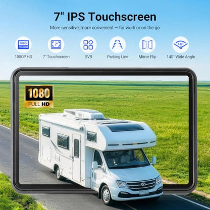 360° Adjustable Magnetic Solar Wireless Backup Camera System – 7" 1080P Touchscreen, DVR Recording, IP69K Waterproof, Auto-Sleep & Night Vision for RV, Truck, Trailer, SUV & Camper, AR4 - size: 7" 4-CAM