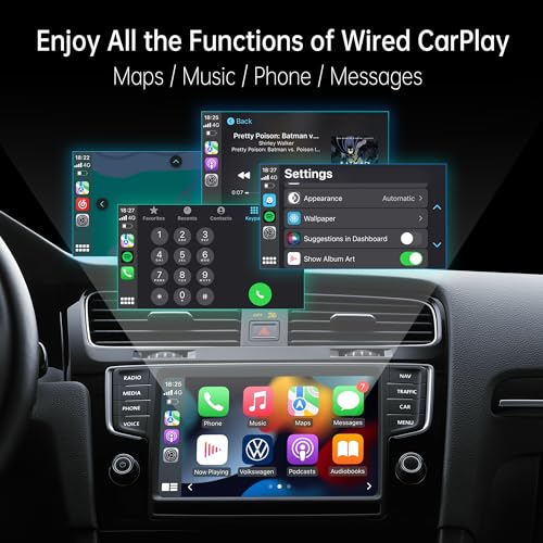 Wireless CarPlay Adapter (2025 Upgrade) – Convert Wired CarPlay to Wireless, Stable Connection, RGB Ambient Lighting, Compatible with Wired CarPlay Cars & iPhone - color: RGB lighting