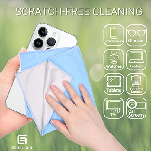 Eco-Fused Oversized Microfiber Cleaning Cloths XL - 5 Pack - 12 x 12 - Double-Sided - Microfiber & Suede for Smartphones, LCD TV, Tablets, Laptop, Camera Lenses & Other Surfaces - color: 5 Pack - 12 X 12" (Blue)